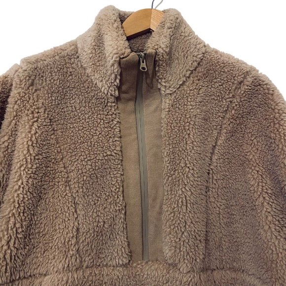 Ally Women's Size XS 8 Beige Teddy 1/2 Zip Pullover Oversized Longline Jumper - Picture 3 of 11